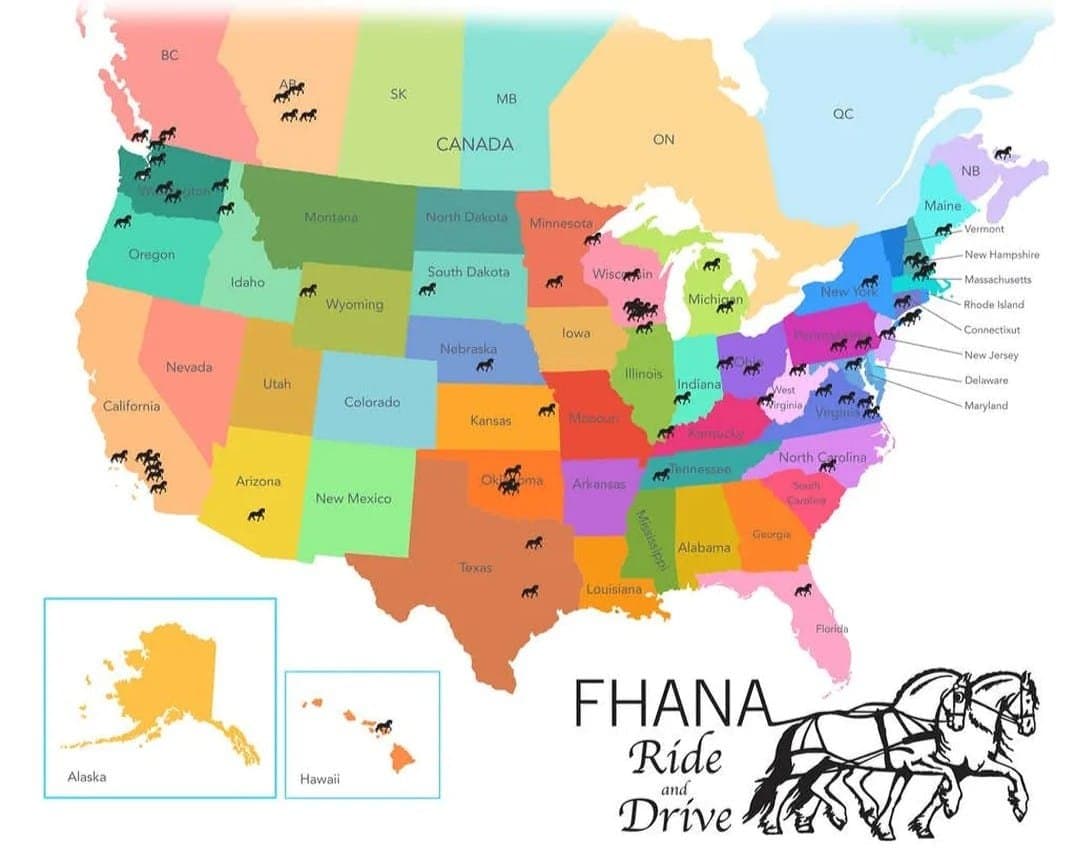FHANA Ride and Drive - Delivery Map showing service areas across all US states and Canada
