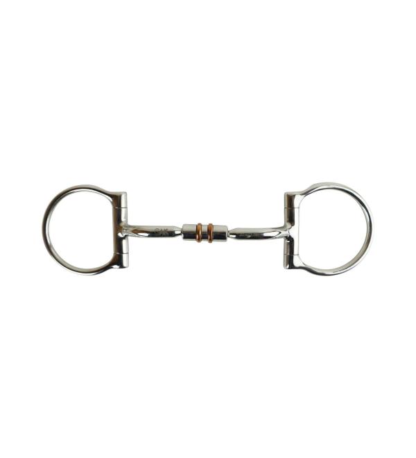 AK D-Ring Rotating Curved Mouthpiece with Articulated Shaft with Double Cooper Roller AKRS-2623 (11.4 cm Silver) 4.5'' Silver