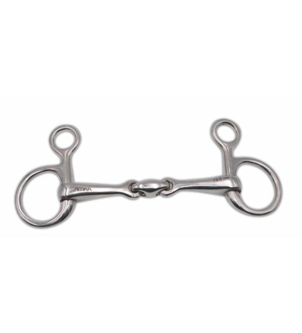 AMKA Baucher snaffle Baucher bit double broken solid stainless steel 13 5