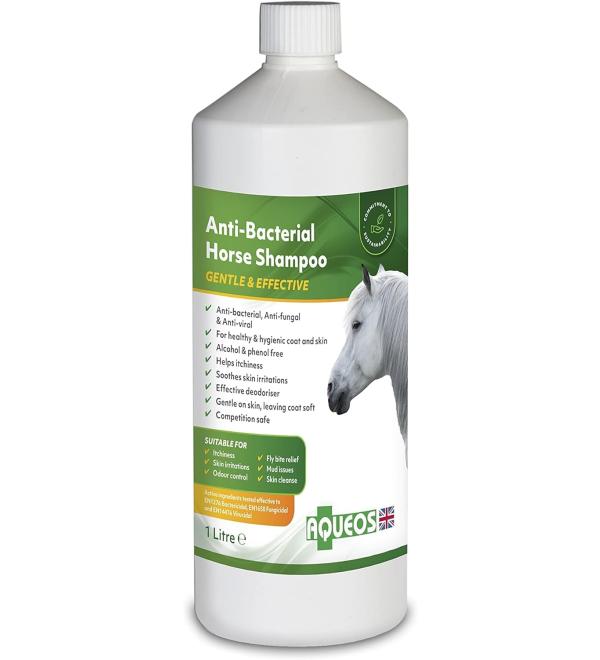 Aqueos Antibacterial Antiviral Antifungal Horse Shampoo - for Itchy Skin Minor-Wounds Cuts Grazes Skin Irritations & Sensitive Skin