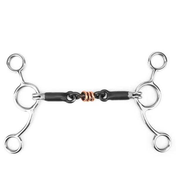 Doact Western-Treensen bit bridle bits for horses sweet iron 5.5 slider roller O-ring junior cowhorse cow jr copper bridle eggbutt dog bone 5 inches 3-part loose with