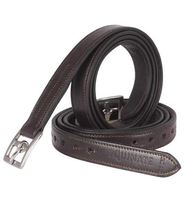 Equinate Superior Leather Stirrup Straps with Stainless Steel Buckles 130 Brown