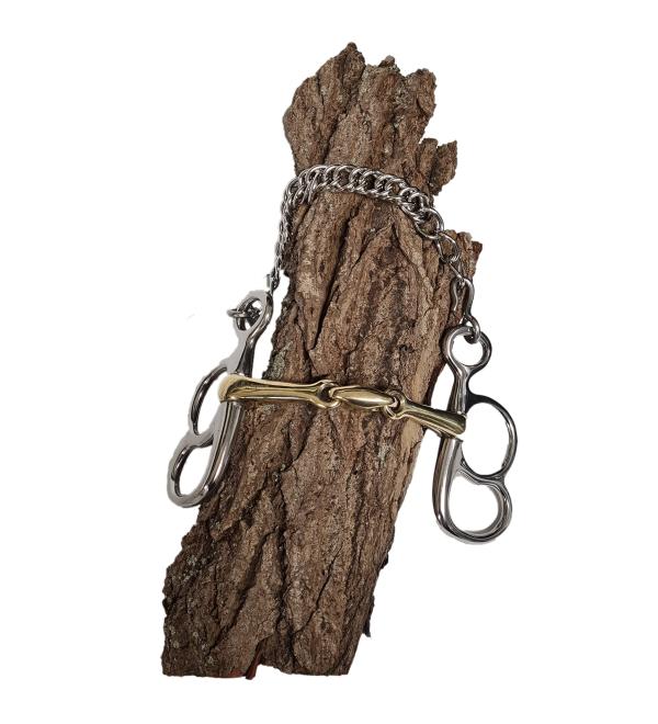 Esposita post bit with 2 rings - double jointed - mouthpiece made of brass rings made of stainless steel (8.0cm to 14.5cm) 10.0cm