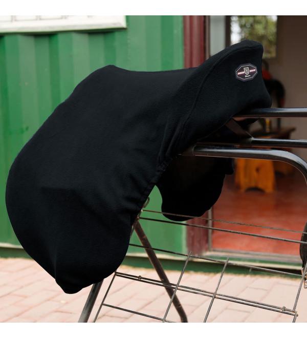 Harrison Howard Essential Fleece Horse Saddle Cover for Dressage Horse Saddle Reliable Protection Dust Prevention Machine Washable - Black Dressage-One Size Black
