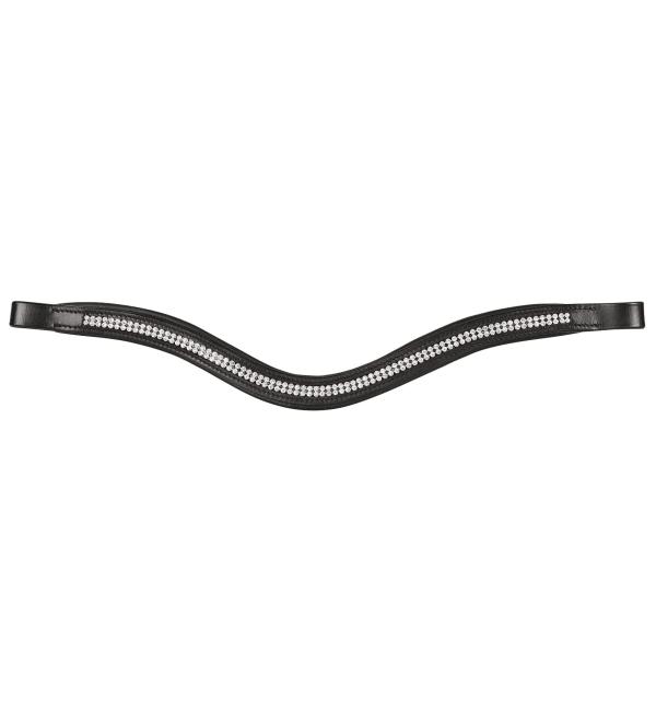Headband for horses Warmblood thoroughbred Start U-2lineCrystal Shuttle Feeded black glitter head strap wiesbaden with rhinestone curved for bridle (full (warm blood) black) full (warm blood)