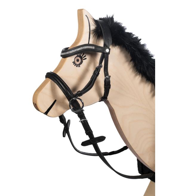 HKM Discussed bridle Funny Horses with reins - toy bridle for wooden horse and rocking horse made of high quality leather mini shetty single black