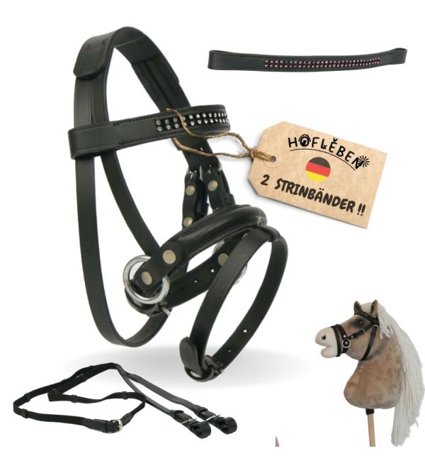 Hofleben - High -quality game horse accessories bridle with 2 frontal ligaments (silver + pink) and reins