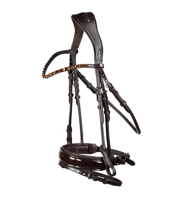 HORZE Horse Bridle Clermont anatomical Bridle for Warmblood and Thoroughbred Brown C (C) Thoroughbred Dark Brown
