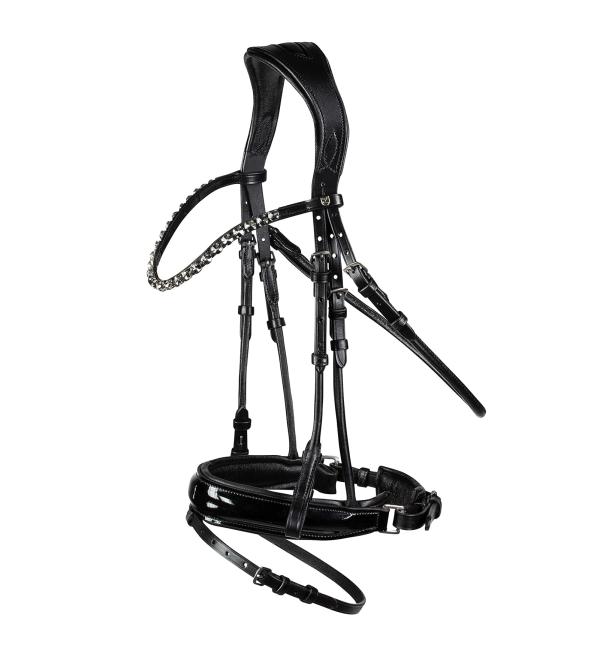 HORZE Horse Bridle Clermont anatomical Bridle for Warmblood and Thoroughbred Black F (F) Warmblood Black