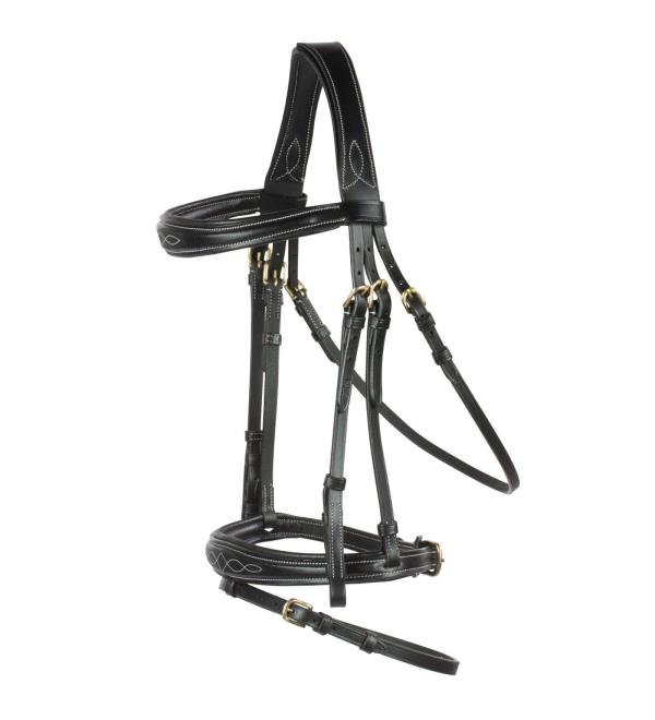 HORZE Horse Bridle Sion English Noseband Bridle and Reins Black C (C) Thoroughbred Black