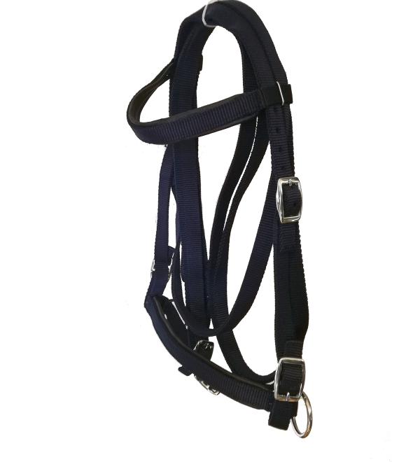 JF-Reitsport bridle set nylon with reins bitless shetty navy