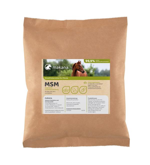 Makana MSM (methylsulfonylmethane) powder for horses 99.9% pure and without additives 1000 g bag