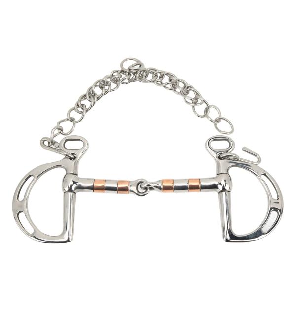 Mund-D-ring comfort bridle horse bite stainless steel copper roll with chain 250 x 105 mm/9.8 x 4.1 inches Easy to use portable horse bite bridle horse racing accessories for 125 mm horse