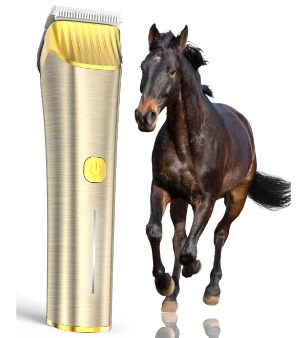 oneisall Horse Clippers Low Noise Cordless Horse Grooming Kit for Horse Thick and Matted Long Hair Gold