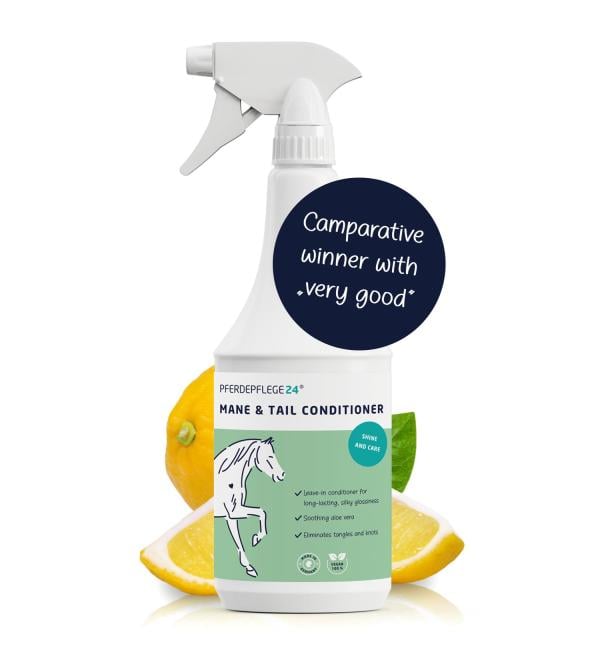 PFERDEPFLEGE24 Horse Mane and Tail Detangler Spray 1000ml - Brilliant Shine Easy Combing & Healthy Coat - Mane and Tail Spray for Horses incl. Conditioner in 3 sizes - Horse accessories 1l