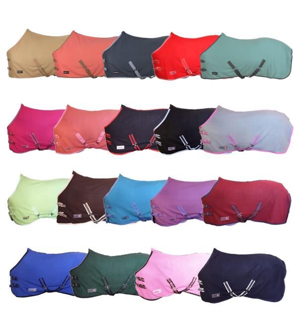 RL24 - Sweat rug BASICLINE with cross strap for the horse is breathable fleece blanket transport blanket red 145cm
