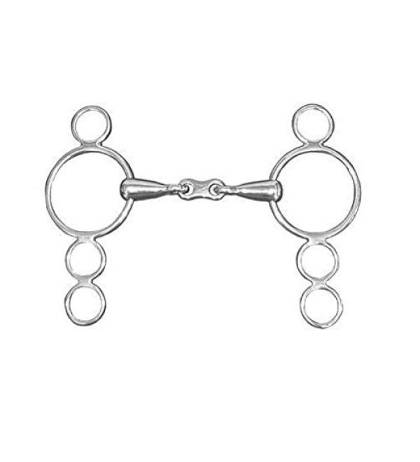 Shires French Link 3 Ring Gag (Continental/Dutch Gag) double jointed bits 2 3 or 4 ring gags 11.4 cm