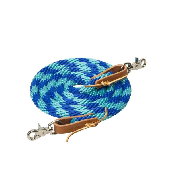 WEAVER Leather Drawstring Reins 5/8" x 8' Blue/Turquoise