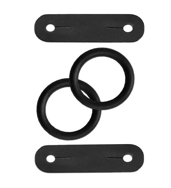 YNR BLACK PEACOCK SAFETY IRONS STIRRUPS RUBBER RINGS & LEATHER CLIPS TABS REPLACEMENT 1 PAIR
